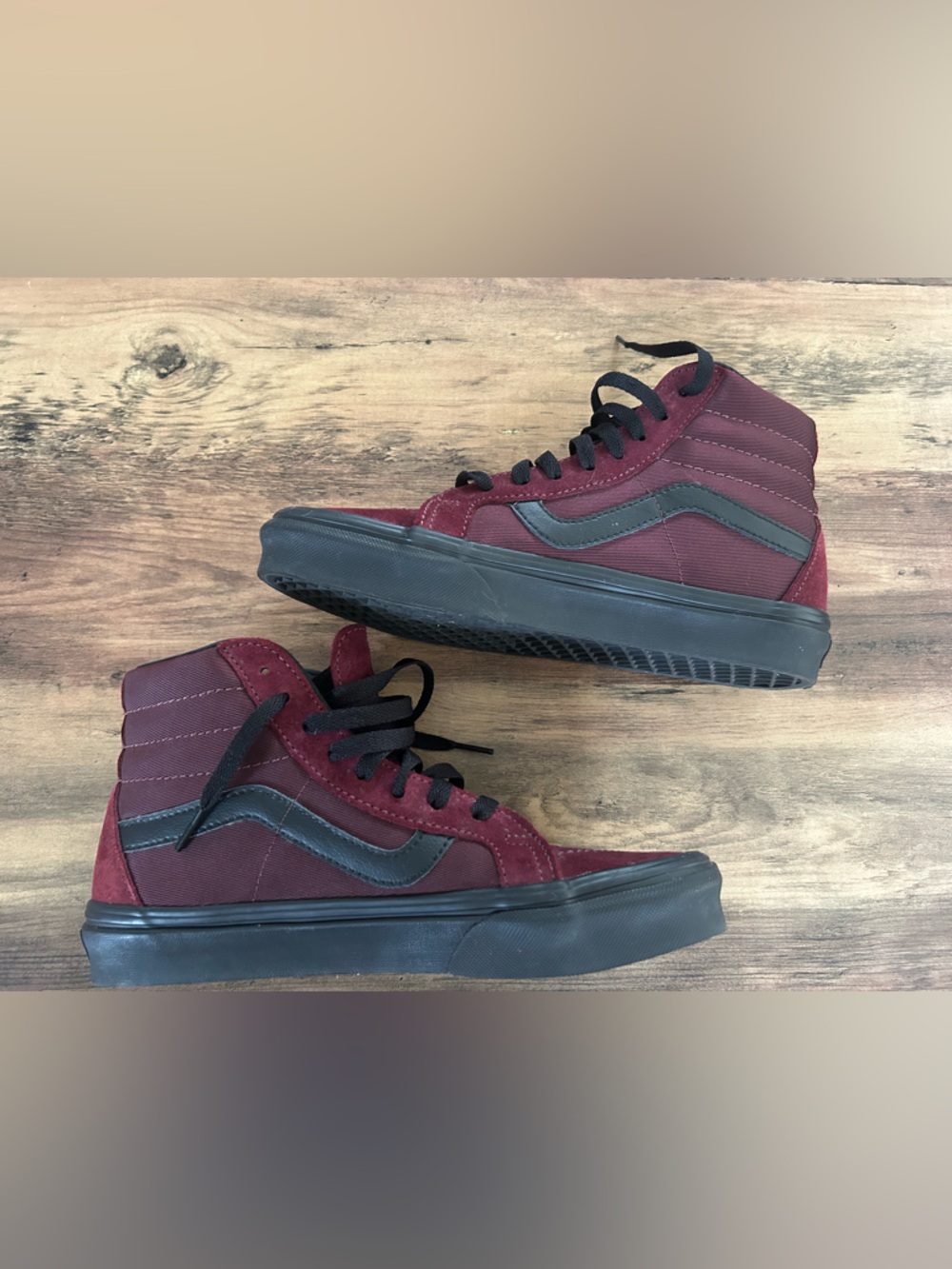 Vans Burgundy Suede High-Top Old Skool Sneakers - Picture 2 of 10